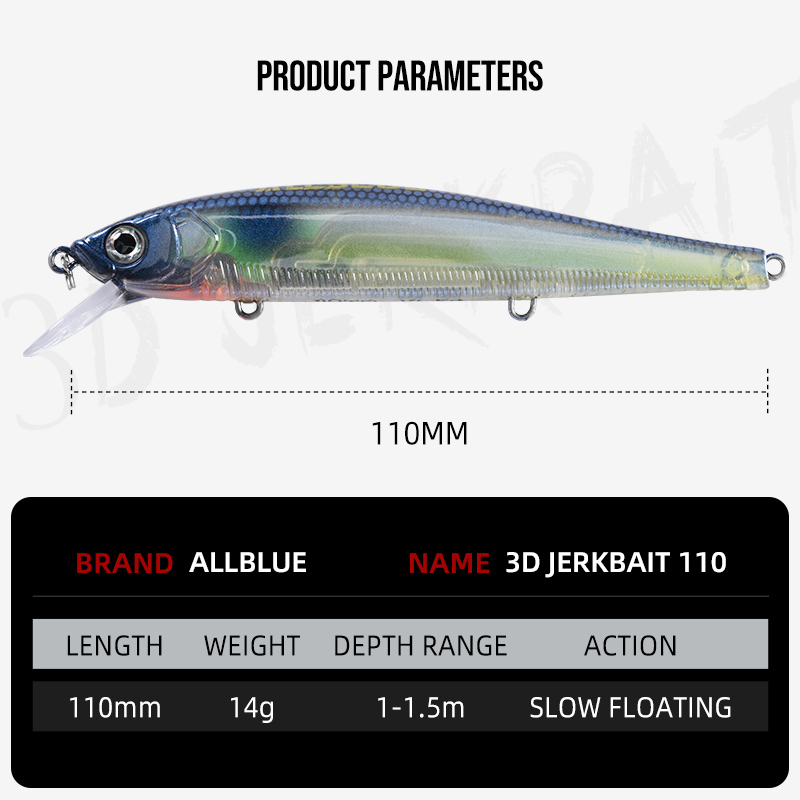 ALLBLUE 3D Jerkbait Wobbler Fi - 3D Printing Lure review and price