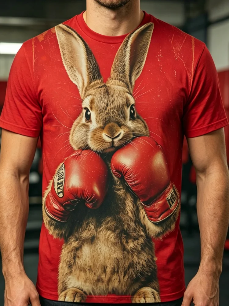 3D Boxing Rabbit Print Men's T - 3D Printing Rabbit review and price