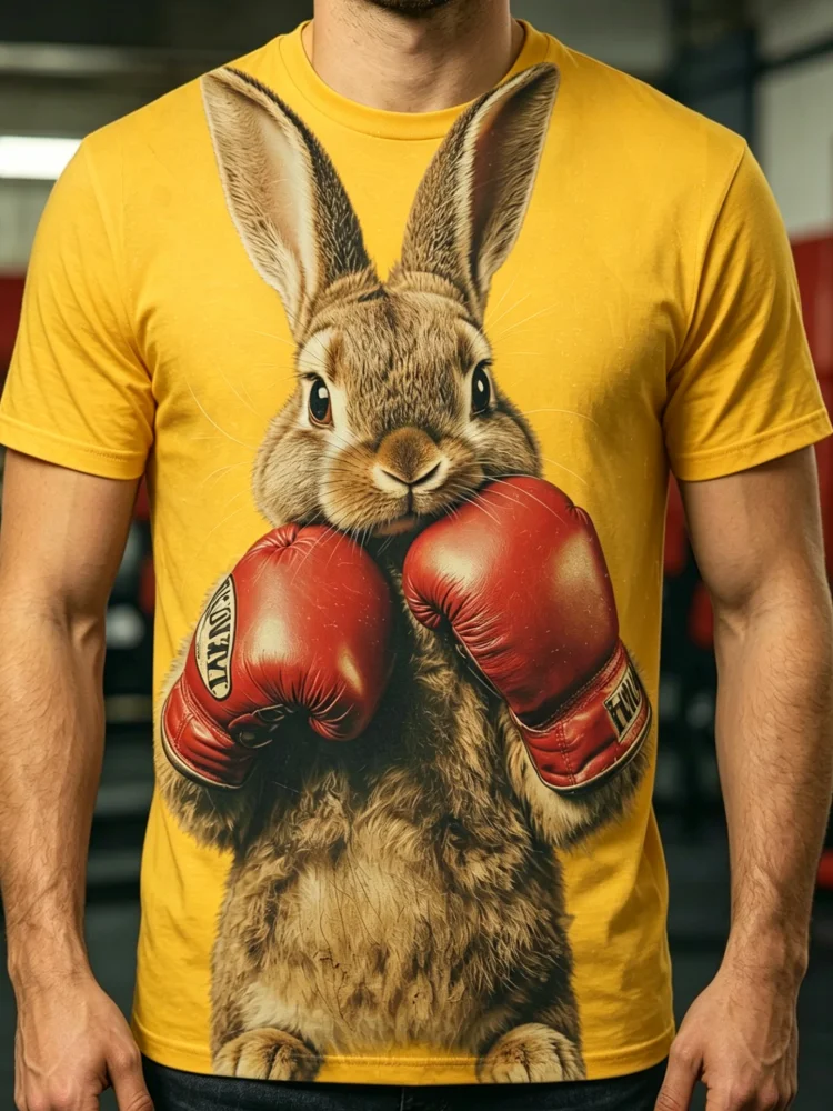 3D Boxing Rabbit Print Men's T - 3D Printing Rabbit review and price